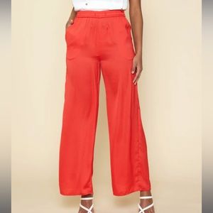 Women’s Skies Are Blue Palazzo Pant Red Orange color silky soft wide leg size XS